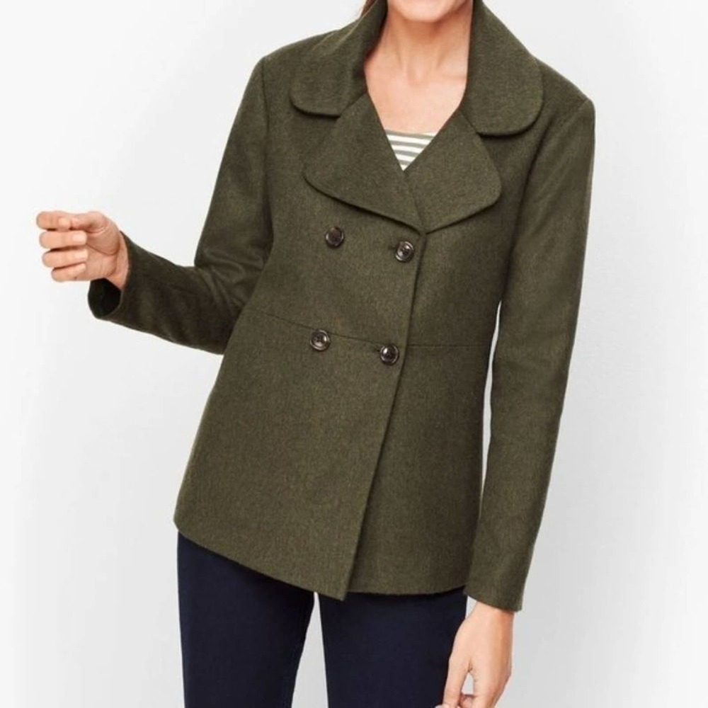 Talbots BRUSHED ITALIAN WOOL DOUBLE‎ BREASTED JACKET PEA COAT new!!!!